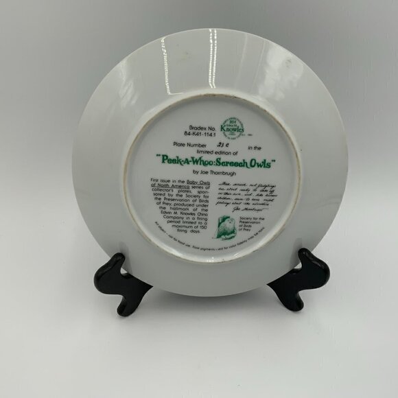 2 Vtg Knowles Owl Plates Joe Thornbrugh PEEK-A-WHOO & The Tree House - Picture 5 of 5